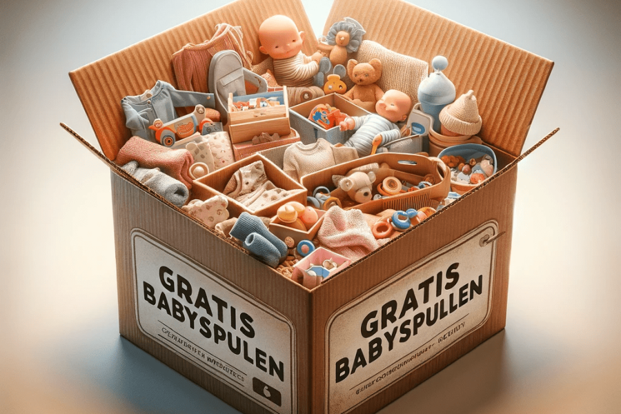 box with all kind free things for babies_gratis babyspullen